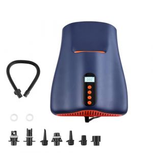 VEVOR Pompe à Air pour Paddle Haute Pression 22 psi, Gonfleur pour Sup avec Connecteur Allume-Cigare et Arrêt Automatique, Gonflage et Dégonflage à Deux Étages, pour Bateau Gonflable Kayak Matelas