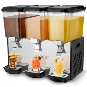 VEVOR Distributeur de Boissons Commercial 3 R&eacute;servoirs de 18 L, Fontaine &agrave; Eau 512 W, Distribution de Jus Limonade Th&eacute; Glac&eacute;, Temp&eacute;rature de Refroidissement 7-12 ℃, pour Restaurant, H&ocirc;tel, Caf&eacute;