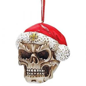 Design Toscano QS23709 Arbre de No&euml;l Ornement - Skelly P&egrave;re No&euml;l avec le P&egrave;re No&euml;l Chapeau Skeleton Figure Ornements de vacances
