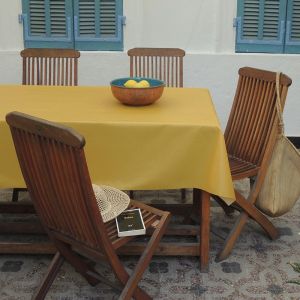 Fleur de Soleil Nappe enduite jaune ronde diam 160 cm