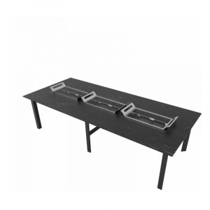 Image de Table barbecue intégré pour 10 12 personnes 280 X 120 X 75 cm 3 Grills Noir