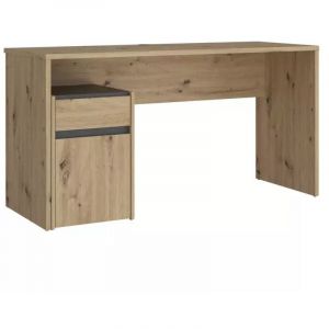 Meubletmoi - Bureau 140 cm et caisson décor bois chêne et gris foncé mat - odyssée
