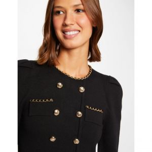 Morgan Robe pull trap&egrave;ze avec boutons NOIR