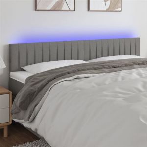 VidaXL Tête de Lit à LED Meuble de Chambre à Coucher Accessoire de Lit Double Tête de Cadre de Lit Intérieur Gris Foncé 160x5x78/88 cm Tissu