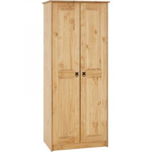 Image de Idimex Armoire BARRIO en pin massif style mexicain, penderie pour vêtements avec 2 portes, finition teintée/cirée