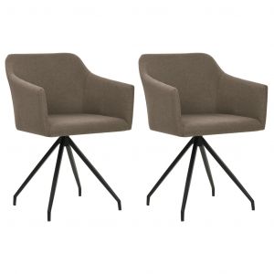 Image de VidaXL Chaises pivotantes de salle ? manger 2 pcs Taupe Tissu