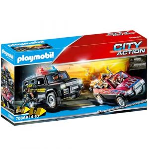 Playmobil 70869 – City Action – Police, poursuite des voleurs de banque, véhicule tout-terrain moderne SEK