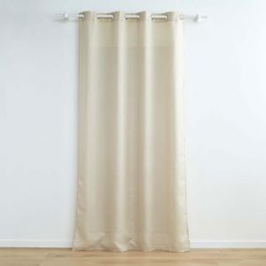 Douceur d'int&eacute;rieur, Rideau &agrave; Oeillets (140 x 280 cm) Zeline Naturel, Polyester Uni et Fils M&eacute;tallis&eacute;s