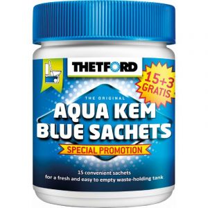 Thetford Aqua Kem Blue, boite de 15 + 3 sachets - Liquéfiants wc chimiques