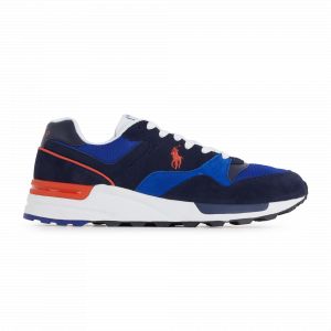 Image de Ralph Lauren Baskets Trackster Pony Mesh Suede Nubuck Par Polo Bleu