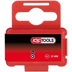 KS Tools 1/4" Bit Innensechskant,Bohrung,25mm,3/16", pack de 5