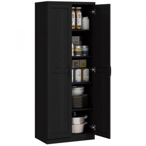 Homcom Buffet haut - armoire cuisine - 4 étagères réglables - dim. 60 x 40 x 160 cm - effet bois noir