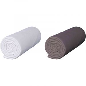 Baby Fox Lot de 2 draps housses b&eacute;b&eacute; jersey bio blanc et taupe 70x140 cm