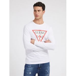 Guess T-shirt manches longues logo triangle Blanc - Couleur Blanc - Taille L