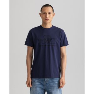 Gant (marque) T-shirt droit coton broderie logo signature Bleu - Couleur Bleu - Taille L