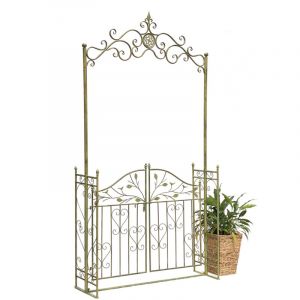 Dandibo - Arc de roses avec porte Métal Largeur 130 cm Vert 93997 Arc de cercle Résistant aux intempéries Massif Fer massif Support pour plantes