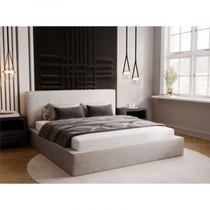 Lit rembourré avec rangement 200x200 velours argent Monaco