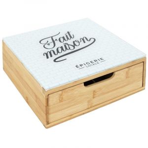 Porte-Capsules Tiroir Bambou Plateau Verre 'Fait-maison'