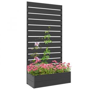 Outsunny Jardini&egrave;re avec treillis - pour plantes grimpantes pour balcon terrasse patio - 905x38x180 cm - noir