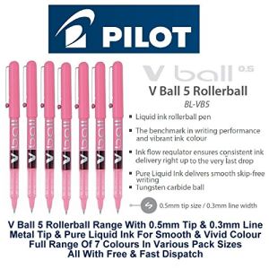 Pilot 12 stylos roller V-BALL 05 rose pointe métal (0,5 mm)