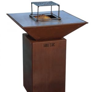 AUVERGNAT Brasero Simple Cuve Corten Carr&eacute; - Sans rangement bois - Compact et simple, parfait pour des soir&eacute;es en ext&eacute;rieur