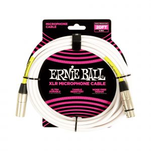 Ernie Ball 6389 c&acirc;ble micro XLR m&acirc;le - XLR femelle 6 m&egrave;tres blanc