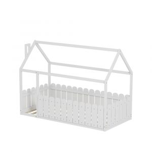 Minea Lit cabane avec barrière calinou 90x190 cm (matelas non inclus)