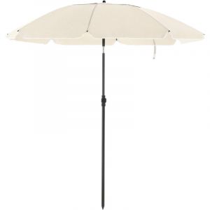 Songmics Parasol de jardin &Oslash; 2 m, Ombrelle, protection UPF 50+, inclinable, portable, r&eacute;sistant au vent, baleines en fibre de verre, avec sac, Beige GPU65WTV1