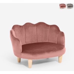 Fauteuil canapé coquillage pour chiens et chats en velours Pally - Rose
