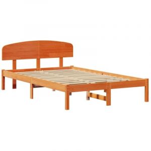 VidaXL Cadre de lit avec tête de lit marron ciré 140x190 cm Bois massif pin