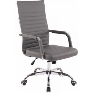 CLP Chaise De Bureau Amadora En Similicuir Avec Roulettes I Ergonomique R&eacute;glable En Hauteur I Dossier Et accoudoirs - Gris