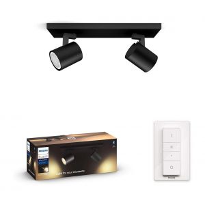 Philips Hue White Ambiance RUNNER Spot barre tube 2x5.5W - Noir (t&eacute;l&eacute;commande incluse) - Bluetooth