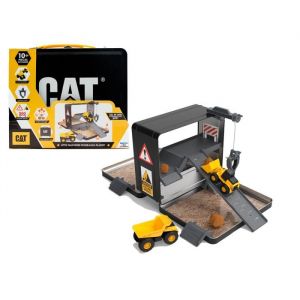 Caterpillar Jouets de Construction, Set de Jeu de Construction Store N Go avec &eacute;tui de Voyage, 3 Ans et +, 2 Petites Machines, v&eacute;hicules et Assortiment d&rsquo;Accessoires de Chantier