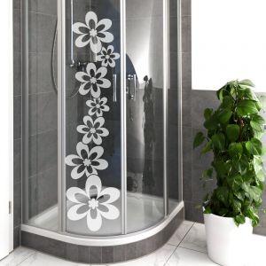 Sticker porte de douche alignement de fleurs 160 x 55 cm