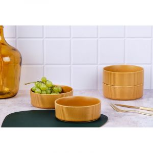 Lot de 4 bols moyens en grès jaune D16.5