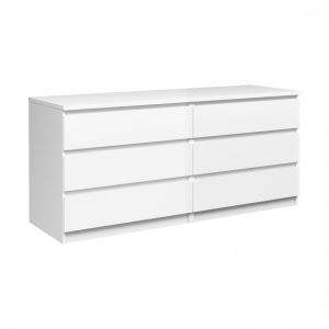 Alter Commode à six tiroirs, coloris blanc brillant, 153 x 70 x 50 cm