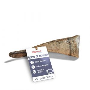 Supravit Nat&uuml;rliches Schafhorn | Gr&ouml;&szlig;e XS Kauspielzeug f&uuml;r Hunde