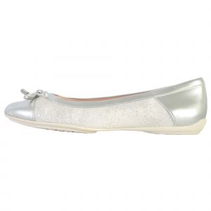 Geox D Charlene, Ballerine Plate Femme, White/Silver, 37 EU