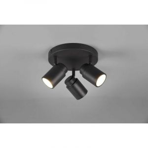Boutica-design Plafonnier Salle de Bain IP44 Angelo Noir mat 3x5W GU10