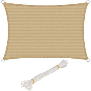 WOLTU Voile d&rsquo;ombrage rectangulaire en HDPE protection contre le soleil avec protection UV pour jardin terr e ou camping 3x5m Sable