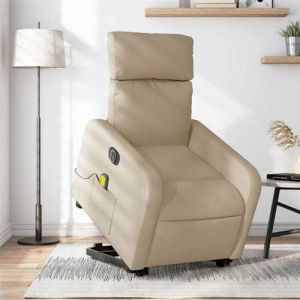 VidaXL Fauteuil de relaxation, massage, inclinable électrique réglable tissu crème
