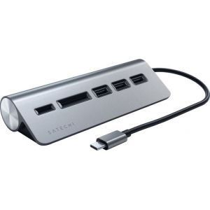 Satechi Hub & Lecteur de carte Micro/SD de Type-C en Aluminium pour iMac, MacBook Pro, Microsoft Surface Pro, Dell XPS Series, Lenovo Yoga et plus encore ! (Gris Sidéral)