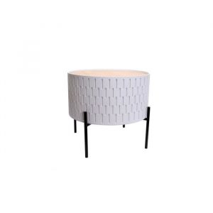 Heart of the Home Table d'appoint avec coffre scandi Kelia - Diam. 38 cm - Blanc