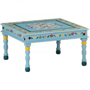 VidaXL Table basse turquoise bois de manguier massif peint à la main 353761