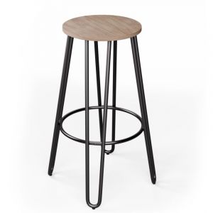 Klarstein Tabouret Lot de 2, Tabouret de Cuisine, Tabouret de Bar, Structure Renforcée, Chaise Haute, Repose-pied, Chêne