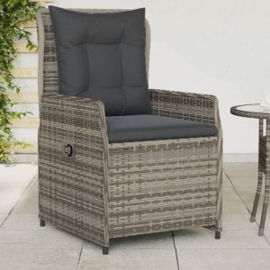 VidaXL Chaises inclinables de jardin lot de 2 gris résine tressée, fauteuil de jardin inclinable, fauteuil inclinable de jardin, chaise inclinable d'extérieur