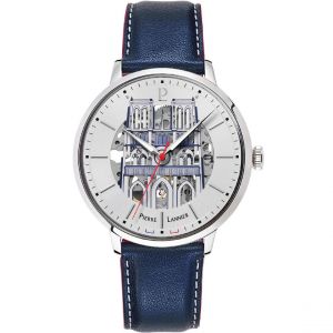 Pierre Lannier Montre Homme Notre Dame C?ur Battant - 300A126 Bracelet Cuir Bleu