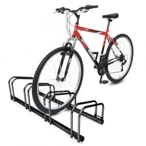 Vounot Râtelier Vélo 4 Vélos Range Vélo Système Range Vélo Rangement pour Vélo Support pour Bicyclette Sol ou Mural en Acier Revêtu Support de Rangement Vélo Jardin ou Garage Râtelier Familial Noir