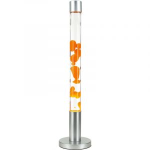 Lampe &agrave; lave XXL Alan H:76 cm au design r&eacute;tro cire orange liquide transparent G9 lampe sur pied - Orange, transparent, argent