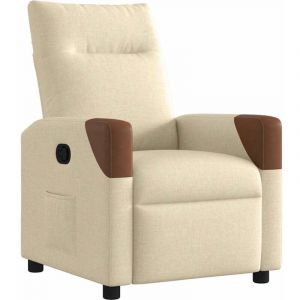 VidaXL Fauteuil inclinable Crème Tissu